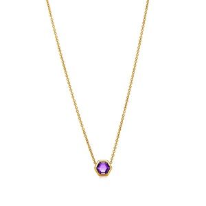 Tiffany 18k yellow gold necklace and amethyst pendant.